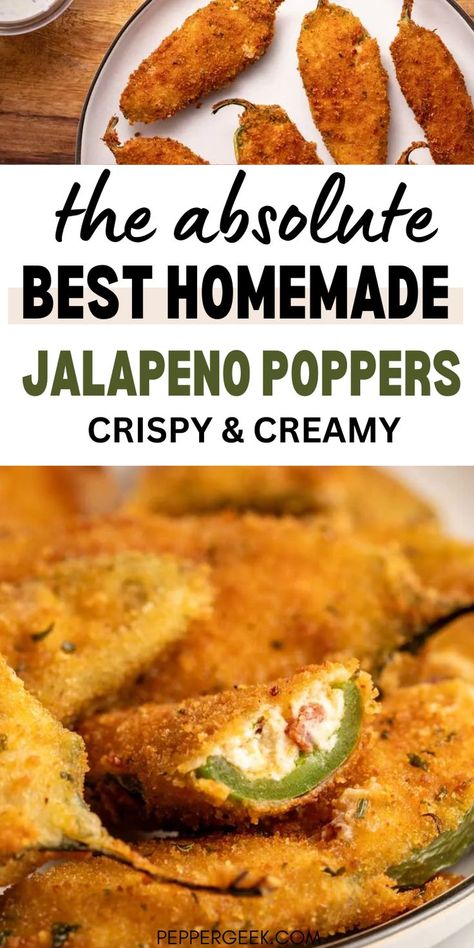 Breaded Jalapeno Poppers, Crispy Jalapeno Poppers, Easy Jalepeno Recipes, Cheddar Jalapeno Poppers, Jalapeño Popper Recipe, Jalapenos Poppers, Homemade Side Dishes, Garden Jalapeno Recipes, Homemade Jalapeno Poppers