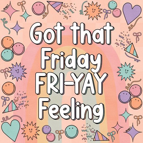 Got that… ✨Friday FRI-YAY Feeling✨ • • • 🏷️ #finallyfriday #fridayquotes #fridayinspiration #friyay #fridaythoughts #positivequote #positiveenergy #positivevibes #positiveaffirmations #goodvibes #positivemindset #positiveaffirmationsdaily #ladieswhodesign #idahoartist #idahoart #smallartists Happy Friday Quotes Positivity, Friday Encouragement, Friday Qoutes, School Agenda, Stickers On Instagram, Friday Yay, Team Motivation, Pe Teacher, Happy Friday Quotes