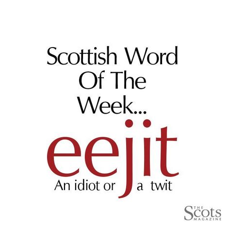 The Scots Magazine on Instagram: “Every Friday we bring you our Scottish Word Of The Week!⠀ ⠀ This week's word is eejit! It's an insult and is used to describe a person as…” Scottish Words And Meanings, Scottish Word Of The Week, Scottish Slang Sayings, Scottish Sayings, Describe A Person, Scottish Slang, Funny Scottish Memes Hilarious, Scottish Words, Word Of The Week