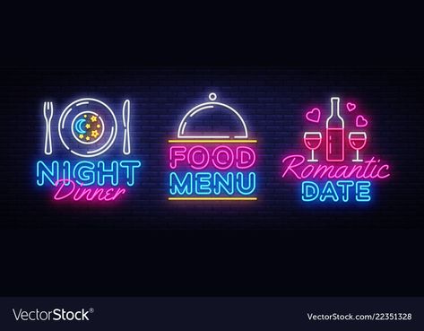 Neon Sing, Late Night Food, Movie Logo, Night Set, Logo Emblem, Banner Template Design, Romantic Night, Romantic Dinner, Romantic Dinners