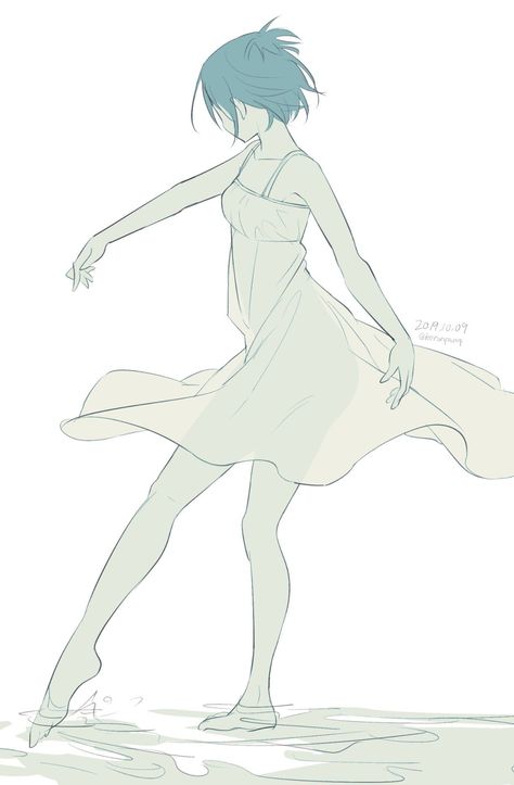 Flowing Dress Drawing Reference, Floating Drawing Reference, Waving Pose Reference, 캐릭터 드로잉, Arte Inspo, Figure Drawing Reference, Anime Drawings Tutorials, 영감을 주는 캐릭터, Art Poses