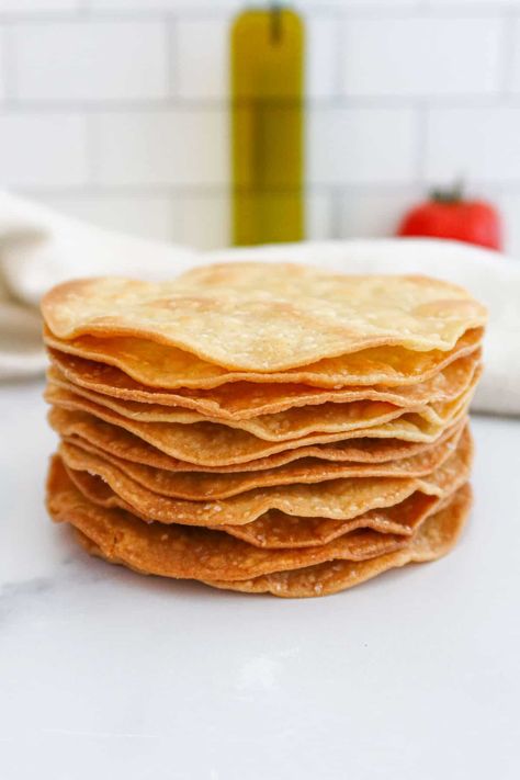 How To Make Baked Tostada Shells How To Make Tostadas In The Oven, How To Make Tostada Shells, Tostada Shell Recipes, Baked Tostada Shells, Tostadas Shells, Homemade Tostada Shells, Beef Tostadas, August Recipes, Baked Tostadas