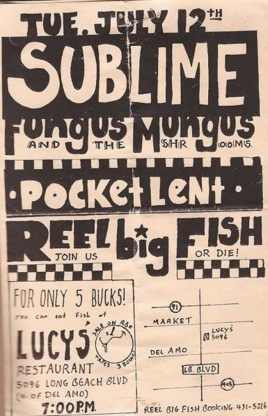 Sublime Sublime Concert, Sublime Poster, Sidewalk Art, Graffiti Tagging, Rock T Shirts, Big Fish, Concert Posters, Cool Posters, Long Beach