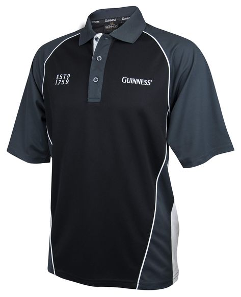 PRICES MAY VARY. 100% Polyester Button closure Tumble dry DESIGN MEETS PERFORMANCE | Made with 100% polyester, this Guinness ® Black and Grey Paneled Performance Golf Shirt was created with the fans and players in mind. With moisture wicking fabric, a 3-color tone design, and a 2-color placket detail with the Guinness ® branded buttons makes this shirt ideal for the spectator, player, or pub patron STYLE FIRST | Starting with the Guinness ® branded neck tape inside the collar, the subtle white p Alcohol Beverages, Sports Polo Shirts, Polo Shirt Design, Uniform Design, Color Tone, Golf Shirt, Guinness, Golf Polo, Three Color