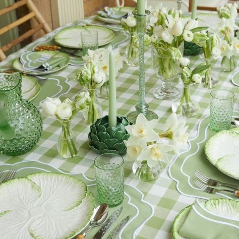 Bamboo Candle Holder, Green Table Settings, Sunday Tea, Green Tablescape, Bamboo Candle, Green Candles, Green Candle Holders, Mrs Alice, White Table Settings