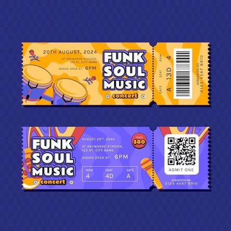 Ticket stub Vectors | Free download Music Row, Ticket Stub, Ticket Design, Ticket Stubs, Vector Free Download, Admit One, Free Download, Graphic Design, Music