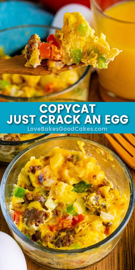 Copycat Just Crack an Egg pin collage Egg Meal Prep Breakfast, Healthier Appetizers, Fingerfood Recipes, Restaurant Copycat, Amazing Breakfast, Best Casseroles, Chefs Kiss, Healthy Instant Pot Recipes, Sunday Meal Prep