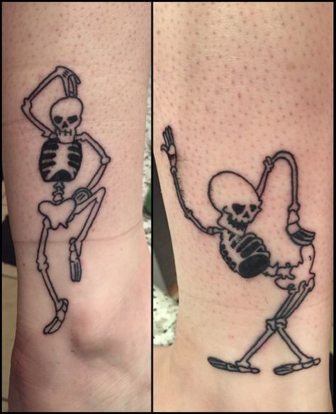 Disney's Silly Symphonies dancing skeletons tattoos Skeleton Dancing Tattoo, Dancing Skeleton Tattoo, The Skeleton Dance, Disney Skeleton, Dancing Tattoo, Dark Angel Tattoo, Silly Skeleton, Dance Tattoo, Skeleton Dancing