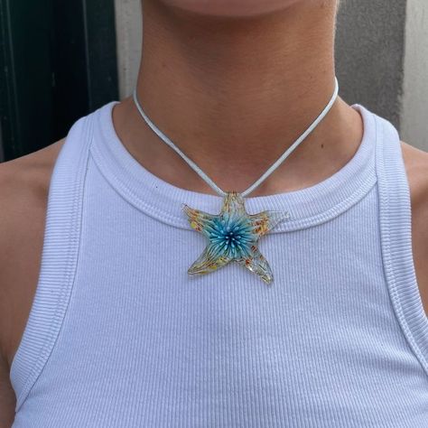 Mermaid Aesthetic, Starfish Pendant, Dope Jewelry, Glass Pendant Necklace, Funky Jewelry, Dream Jewelry, Pretty Jewellery, Jewelry Inspo, Cute Jewelry