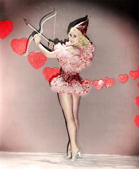 Betty Grable Valentine Photo Shoot, Betty Grable, Bow And Arrow, My Funny Valentine, Valentine Photo, Va Va Voom, Beauty Dress, Paper Hearts, Vintage Valentines