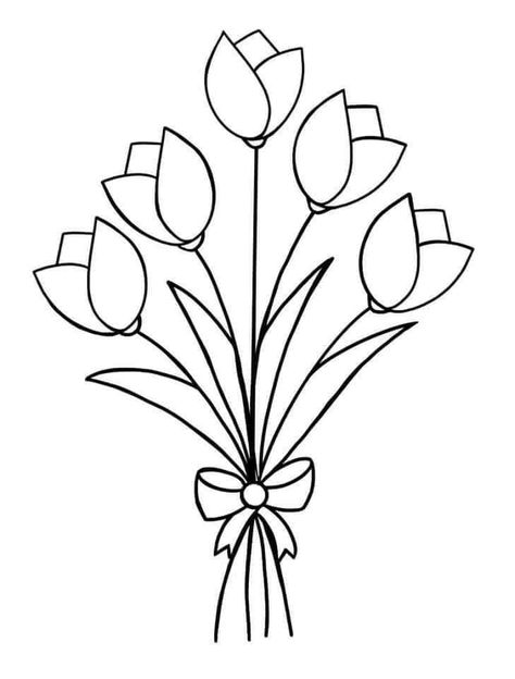 Flowers Coloring Pages, Tulip Drawing, Easy Flower Drawings, Flower Pattern Drawing, Flowers Coloring, Flower Drawing Design, Embroidery Flowers Pattern, Flower Coloring Pages, Hand Embroidery Design Patterns