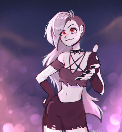 Loona helluva boss Loona And Octavia, Helluva Boss Fanart, Loona Fanart, Loona Helluva Boss, Gothic Fiction, Vivziepop Hazbin Hotel, Cute Art Styles, Fantastic Art, Helluva Boss