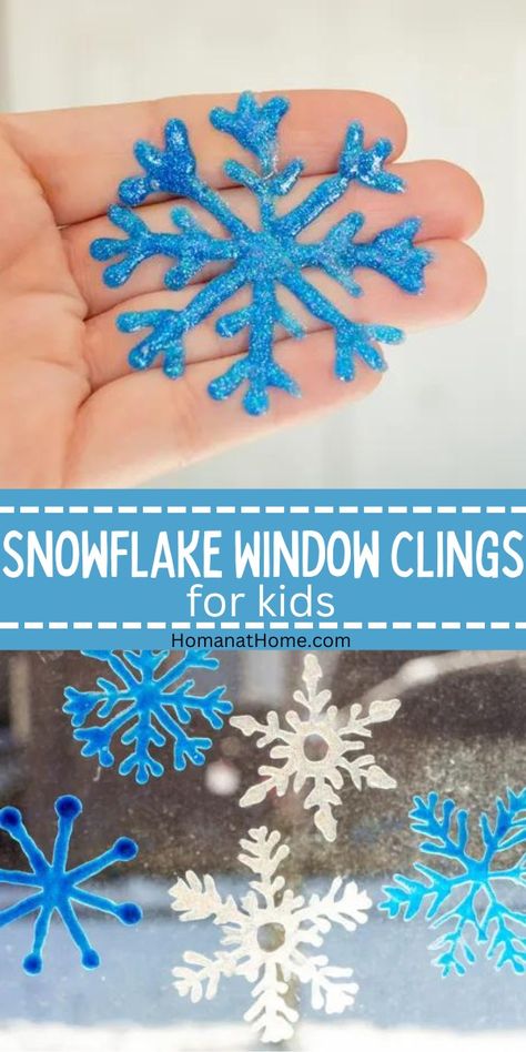 Christmas Window Craft, Diy Winter Window Decor, Easy Snowflakes For Kids, Winter Wonderland Decorations For School Easy Diy, Diy Icicle Decorations, Window Cling Crafts, Kids Snowflake Craft, Making Snowflakes, Easy Snowflake Template Printable Free