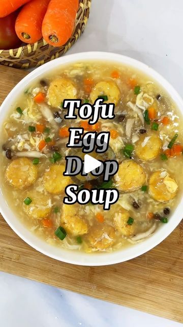 Tofu Recipes Soup, Vegetarian Egg Drop Soup, Japanese Egg Drop Soup, Egg Drop Soup With Tofu, Egg Drop Soup Recipe Chinese, Egg Drop Soup With Mushrooms, Egg Tofu, Tofu Soup, Soup Ingredients