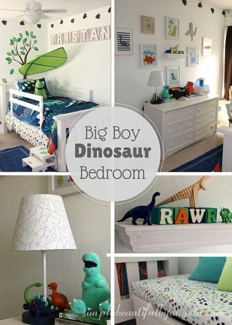 Simply Beautiful by Angela: Tristan's Big Boy Dinosaur Room Reveal Dinosaur Themed Toddler Room, Dinosaur Bedroom Boys Walmart, Toddler Dinosaur Bedroom, Dino Bedroom, Dino Toddler Room, Diy Boys Room Ideas, Dino Bedroom Ideas, Toddler Boy Dinosaur Room Target, Toddler Dinosaur Room Target