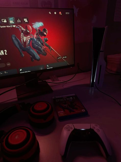 Ps5 Games Aesthetic, Gaming Hobby Aesthetic, Playing Video Games Aesthetic, Nate Core, Ps5 Aesthetic, Ps5 Spiderman, Ps5 Setup, Video Games Aesthetic, Gaming Ps5