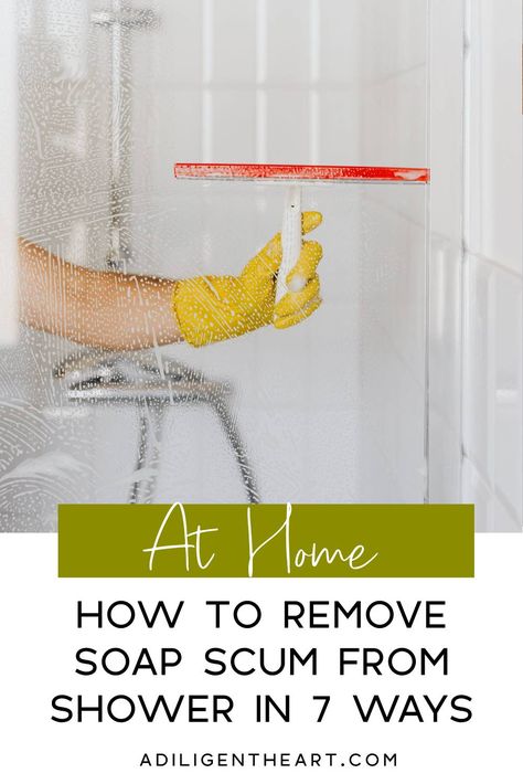 How to Remove Soap Scum from Shower in 7 Ways #AtHome #athome #organization Remove Water Spots, All Natural Cleaners, Thieves Household Cleaner, Stone Shower, Bar Keeper, Windshield Glass, Vinegar Cleaning, Hard Water Stains, Household Cleaner