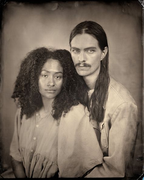 Megan Karson Tin Type Portrait, Tintype Photos Couple, Tintype Photography, Tintype Portrait, Wooden Camera, Tintype Photos, Antique Photography, Victorian Photos, Engagement Announcement