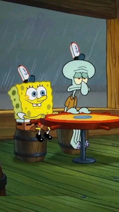 Relaxing Rain with spongebob & Squidward Tentacles ,Relaxing rain ! #Shorts #Rain #cartoon Spongebob Anime, Rain Cartoon, Cartoon Nature, Spongebob Squidward, Spongebob Funny Pictures, Relaxing Rain, Rain Sound, Movie Bloopers, Squidward Tentacles