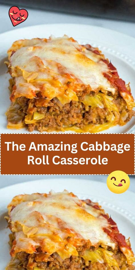 Enjoy all the flavors of traditional cabbage rolls with less work. This casserole layers cabbage, meat, and rice in a tangy tomato sauce, baked until bubbly and delicious. Unstuffed Cabbage Rolls, Cabbage Casserole Recipes, Cabbage Roll Casserole, Unstuffed Cabbage, Cabbage Roll, Cabbage Rolls Recipe, Cabbage Casserole, Stuffed Cabbage, Cabbage Rolls