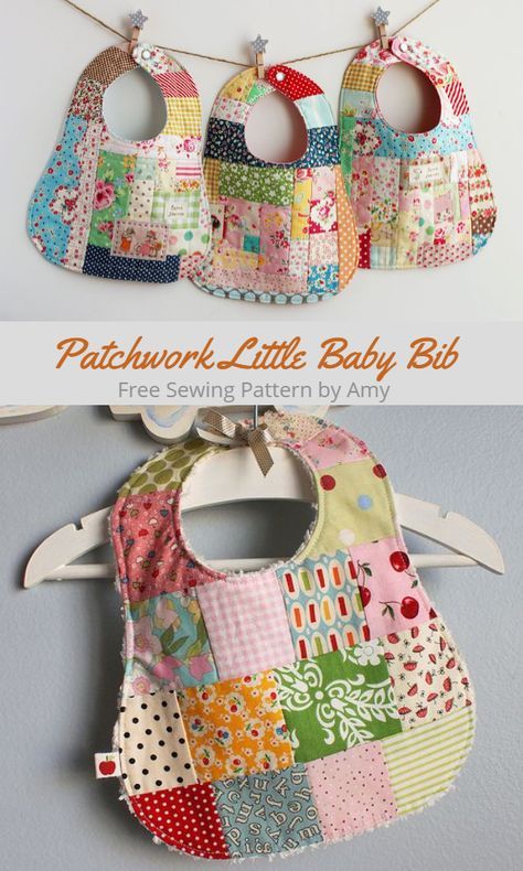 DIY Patchwork Baby Bib Free Sewing Patterns | Fabric Art DIY Scrap Fabric Baby Bibs, Baby Bibs Patterns Free, Baby Bib Tutorial, Fabric Art Diy, Gifts Board, Baby Gifts To Make, Diy Sewing Gifts, Baby Bibs Patterns, Sewing Baby Clothes