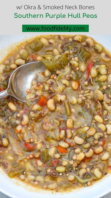 Purple Hull Peas And Okra, Purple Whole Peas Recipes, Field Peas And Okra, Crowder Peas Recipe Southern Style, Purple Hull Peas Recipe Southern Style, Purple Hull Peas Recipe, How To Cook Peas, Crowder Peas, Fresh Okra