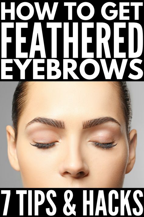 7 Feathered Eyebrows Tips and Tutorials | If you want to know how to get feathered eyebrows, you're in luck! While microblading and microfeathering can yield beautiful results, you don't need to tattoo your brows to make them look fluffy and full. We're sharing 7 eyebrow hacks for a natural look you'll love. From the best eyebrow and makeup products, to easy application techniques, to step-by-step tutorials, learn how to adopt this trend as your own and keep your eyebrows on fleek! Microfeathering Eyebrows, Good Eyebrows, Feathered Eyebrows, Eyebrow Feathering, Quick Makeup Routine, Brow Stencils, Eyebrow Trends, Feather Brows, Precisely My Brow Pencil