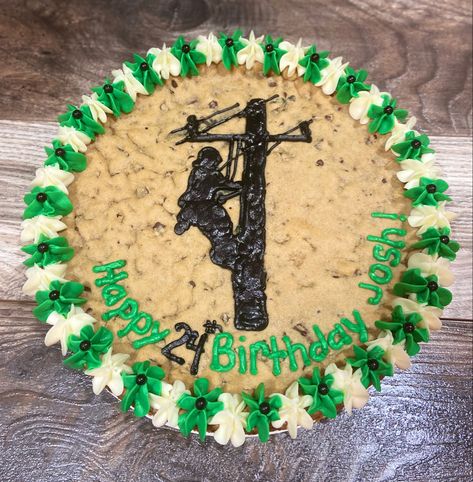 Lineman Birthday Cake, Lineman Cookies, Lineman Cake, Cake Cookie, 24th Birthday, Cookie Ideas, Cake Cake, Cookie Cake, Cake Cookies