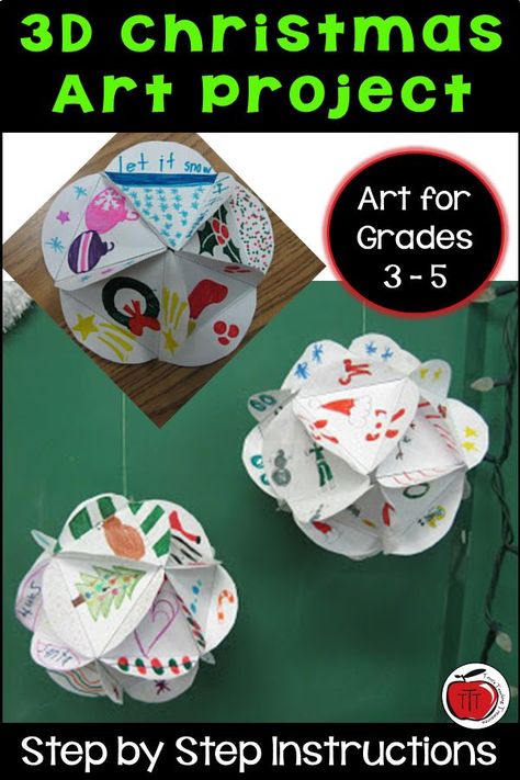 Fourth Grade Christmas Crafts, Christmas Craft 3rd Grade, 5th Grade Christmas Crafts, 4th Grade Christmas Crafts, Intermediate Art, Top Teacher, Christmas Symbols, 3d Art Projects, Christmas Art Projects