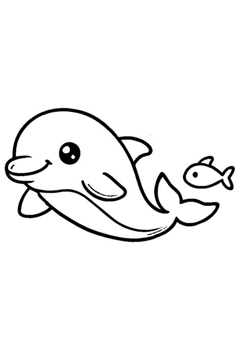 Dolphin Drawing, Dolphin Coloring Pages, Cute Coloring Pages, Drawing For Kids, Coloring Pages For Kids, Coloring Page, Dolphins, Coloring Books, Onesies