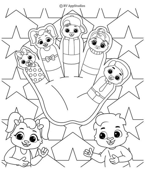 Download coloring page for children to color and enjoy. Finger family coloring page is a great way to learn about fingers through coloring. #finger #family #rhymes #kids #songs #kidssong #coloring #rvappstudios Family Coloring Pages, Finger Family, Family Coloring, Kids Songs, Nursery Rhymes, Coloring Sheets, Coloring Pages For Kids, Coloring Page, To Color