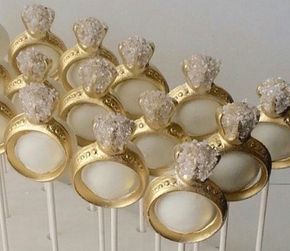 All edible engagement ring cake pops by #sweetbitesbrooklyn Ring Cake Pops, Engagement Ring Cake, Diamond Cake, Wedding Cake Pops, Ring Cake, Bridal Shower Cakes, Bridal Shower Cake, Engagement Cakes, Wedding Cookies