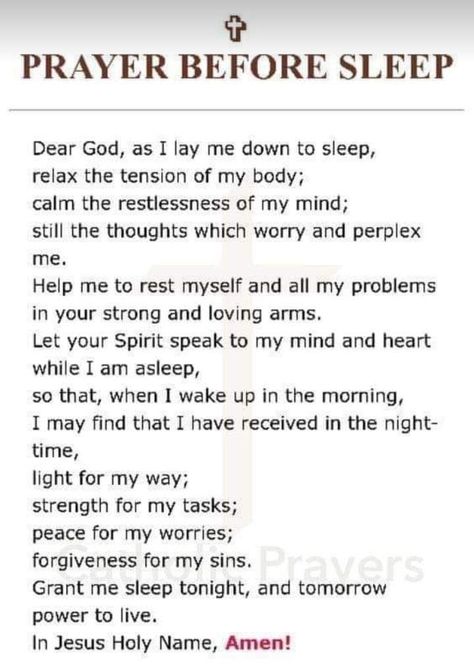 Prayer Before Sleep, Prayer For My Family, Prayer For Guidance, Bedtime Prayer, Everyday Prayers, Spiritual Prayers, Good Night Prayer, Christian Quotes Prayer, Bible Study Verses