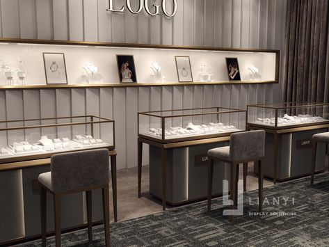 Jewellery Store Design Interior, High End Jewelry Store, Luxury Jewelry Display Store Design, Watch Shop Interior Store Design, Modern Jewelry Store Interior, Luxury Jewelry Store Interior, Small Jewelry Shop Interior Design, Luxury Store Design, Jewellery Store Interior