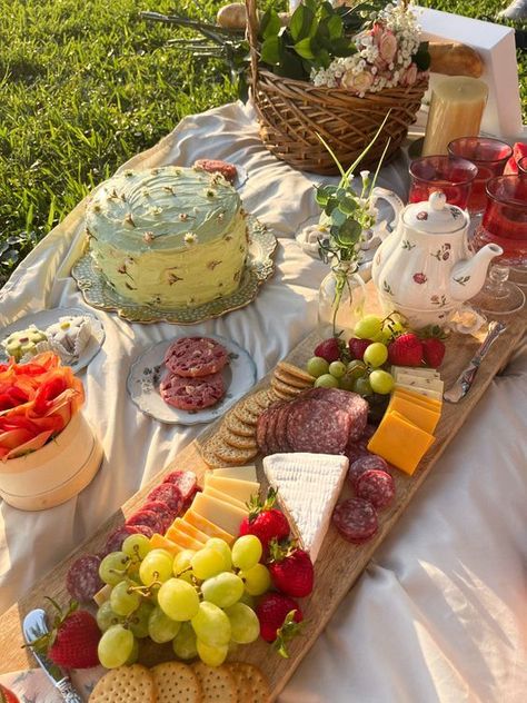 Picnic Date Ideas Cute Picnic Snacks, Foods For Picnic Ideas, Pick Nick Birthday Party Ideas, Picnic Birthday Food, Picnic Party Ideas Food, Picnic Aesthetic Food Ideas, Birthday Picnic Brunch, Picnic Layout Ideas, Bday Picnic Aesthetic