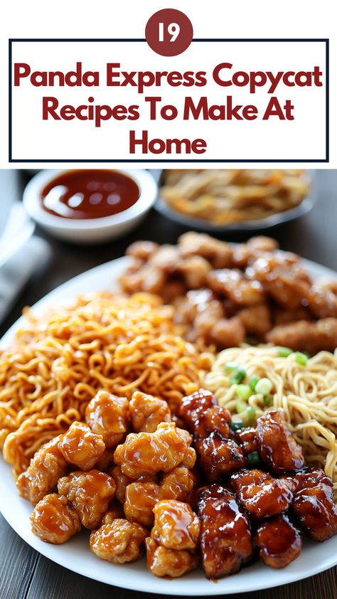 A plate of homemade Panda Express copycat dishes, including Orange Chicken and Chow Mein, perfectly recreated for a restaurant-style meal at home. Easy Panda Express Orange Chicken, Panda Express Mandarin Chicken, Chinese Copycat Recipes, Panda Copycat Recipes, Panda Express Firecracker Chicken, Cup Bop Copycat, Rainforest Cafe Recipes Copycat, Panda Express Sesame Chicken, Copycat Panda Express Chow Mein