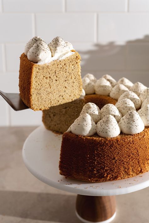 Earl Grey Chiffon Cake Recipe, Early Grey Tea Cake, Earl Grey Orange Cake, Earl Grey Mousse, Earlgrey Tea Cake, Earl Grey Whipped Cream, Coffee Chiffon Cake, Earl Grey Lemon Cake, Earl Grey Chiffon Cake