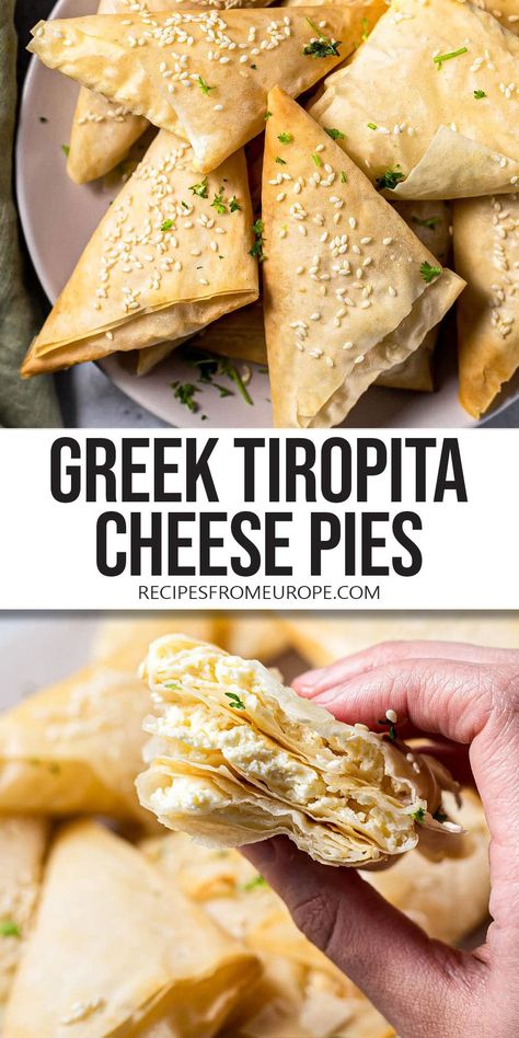 Want to make delicious Tiropita? These Greek cheese pies are a classic phyllo recipe that is easy to make and definitely mouthwatering! Greek Thanksgiving, Pastichio Recipe, Greece Recipes, Tiropita Recipe, Greek Cheese Pie, Greek Meals, Greek Lasagna, Cheese Pie Recipe, Phyllo Recipes