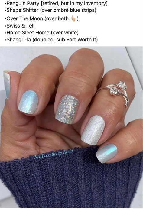 Winter Opal Color Street Combo, Color Street Combos, Gender Reveal Nails, Street Nails, Opal Color, Color Street Nails, Nail Inspiration, Diy Manicure, Blue Ombre