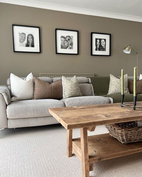 Grey Sitting Room Ideas Colour Schemes, Scandi Style Living Room Inspiration, Dark Greige Living Room, Lounge Colours 2023, Living Room Paint Color Ideas Neutral Accent Wall, Light Grey Feature Wall, New Build Living Room Ideas Uk, Living Room Colour Schemes Warm, Taupe Living Room Ideas