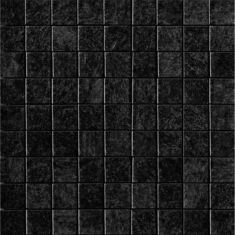 Black Bathroom Floor Tiles, Concrete Porcelain Tile, Black Bathroom Wall, Black Bathroom Floor, Tile Walls, Green Backsplash, Square Mosaic Tile, Inspiration Deco, Tile Edge