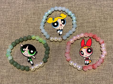 Powerpuff girls bracelet set $30 #graciesfunkyshop #powerpuffgirls #jewelry Power Puff Girls Bracelet, Power Puff Girl, Girls Bracelet, Bracelet Inspiration, Power Puff, Puff Girl, Powerpuff Girls, Bracelet Set, Bracelet