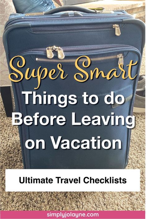 Have you ever left your house for vacation and felt as though you forget something? Check out these essential travel tips which include those Super Smart things to do before leaving on vacation. These are ultimate travel checklists to give you peace of mind. Discover the important things to do before any trip for stress-free vacations. Pack this! Things To Do Before Leaving For Vacation, Things To Do Before Vacation, To Do Before Vacation, Vacation Items, House Checklist, Vacation List, Vacation Checklist, Air Travel Tips, Packing Lists