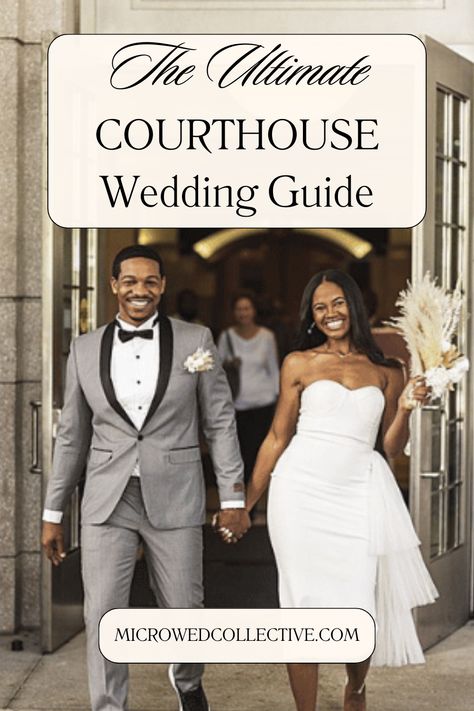 Have you been thinking about a courthouse wedding? They're not just for rushed marriages anymore. You can totally make it your own special event while saving time, money, and stress. See how hundreds of couples have pulled this off in our comprehensive courthouse wedding guide!  Photo: Gracie May Photography  #courthousewedding #courthouseweddingphotographer #courthouseweddingideas Courthouse Wedding Timeline, October Courthouse Wedding, Fun Courthouse Wedding Photos, What To Wear To A Courthouse Wedding, Florida Courthouse Wedding, Small Private Wedding Ideas, Houston Courthouse Wedding, Civil Ceremony Ideas, Courthouse Wedding Checklist