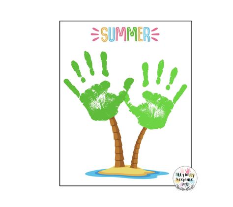 Summer Handprint Craft Art Printable Template / Palm Tree Crafts / Summer Palm Printing Activity For Kids, Tree Handprint, Montessori Projects, Handprint Template, Handprint Printable, Palm Tree Crafts, Summer Crafts For Toddlers, Hand Print Tree, August Crafts