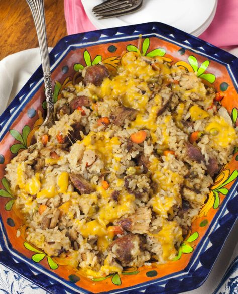 Pork and Rice Casserole - Acadiana Table Pork And Rice Casserole, Cajun Fish Recipes, Pork And Rice, Leftover Pork Chops, Flounder Recipes, Squash Casserole Recipes, Au Gratin Recipes, Peas And Carrots, Leftover Pork