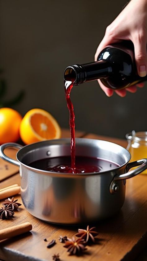 Mulled wine is a delightful beverage that can be easily prepared at home, beginning with a perfect pour of quality dry red wine into a spacious saucepan. Carefully select a full-bodied variety, and as you pour, prepare for the next steps that will infuse your drink with warmth and flavor. Muled Wine Recipe, Hot Spiced Wine, Mulled Wine Spices, Hot Wine, Wine At Home, Mulled Wine Recipe, Wine Recipe, Spiced Wine, Dry Red Wine