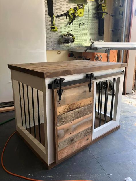 Diy Furniture Dog Crate, Bunny Things, Free Furniture Plans, Dog Crate Table, Diy Dog Crate, Wooden Dog Crate, Dog Kennel Furniture, Diy Dog Kennel, Wood Furniture Plans