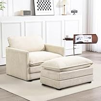 Reading Room Office, Small Comfy Chair, Ottoman For Bedroom, Office Beige, Single Arm Chair, Armchair With Ottoman, Couch With Ottoman, Small Couch, Upholstered Couch