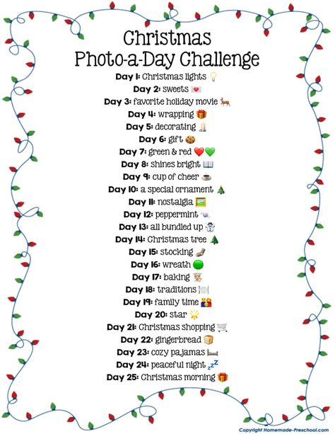 25 Days Of Christmas Photo Challenge, Photo A Day Challenge 2024, December Photo A Day Challenge, Christmas Photo Challenge 25 Days Of, December 30 Day Challenge, December Photo A Day, Christmas Challenges For Family, 30 Day Christmas Movie Challenge, Advent Photo Challenge